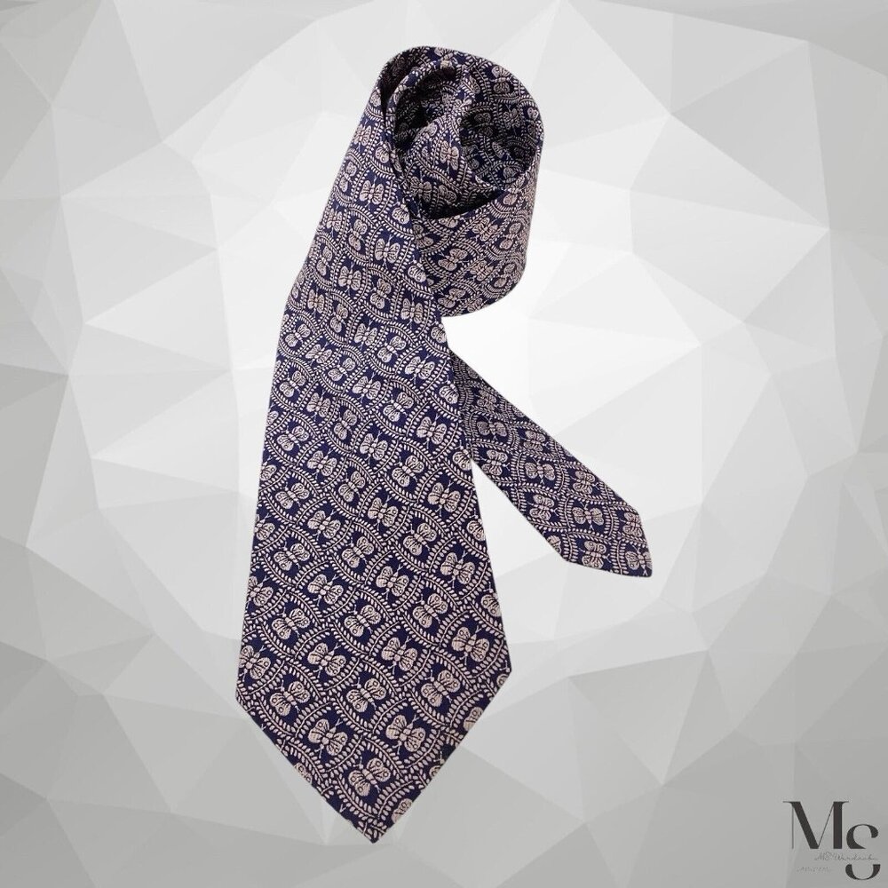 BOTTEGA VENETA Pastel Purple Butterfly Print Silk Tie Italy W: 3.75" EX CD